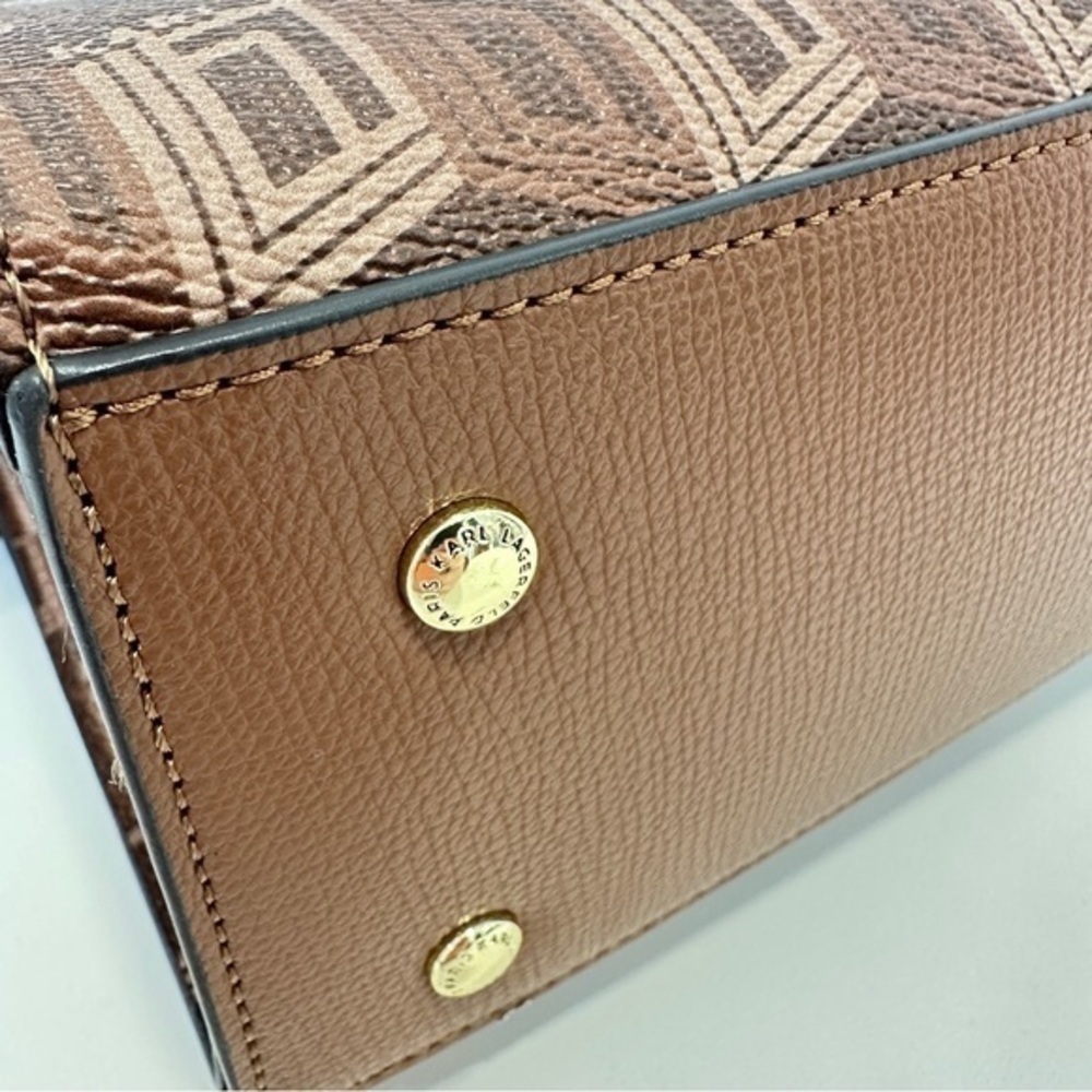 KARL LAGERFELD PARIS Maybelle Zip Top Satchel Shoulder Bag in Brown - Picture 4 of 11